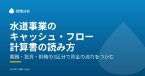 青い背景に水滴のマークを配した、水道ラボの記事画像
